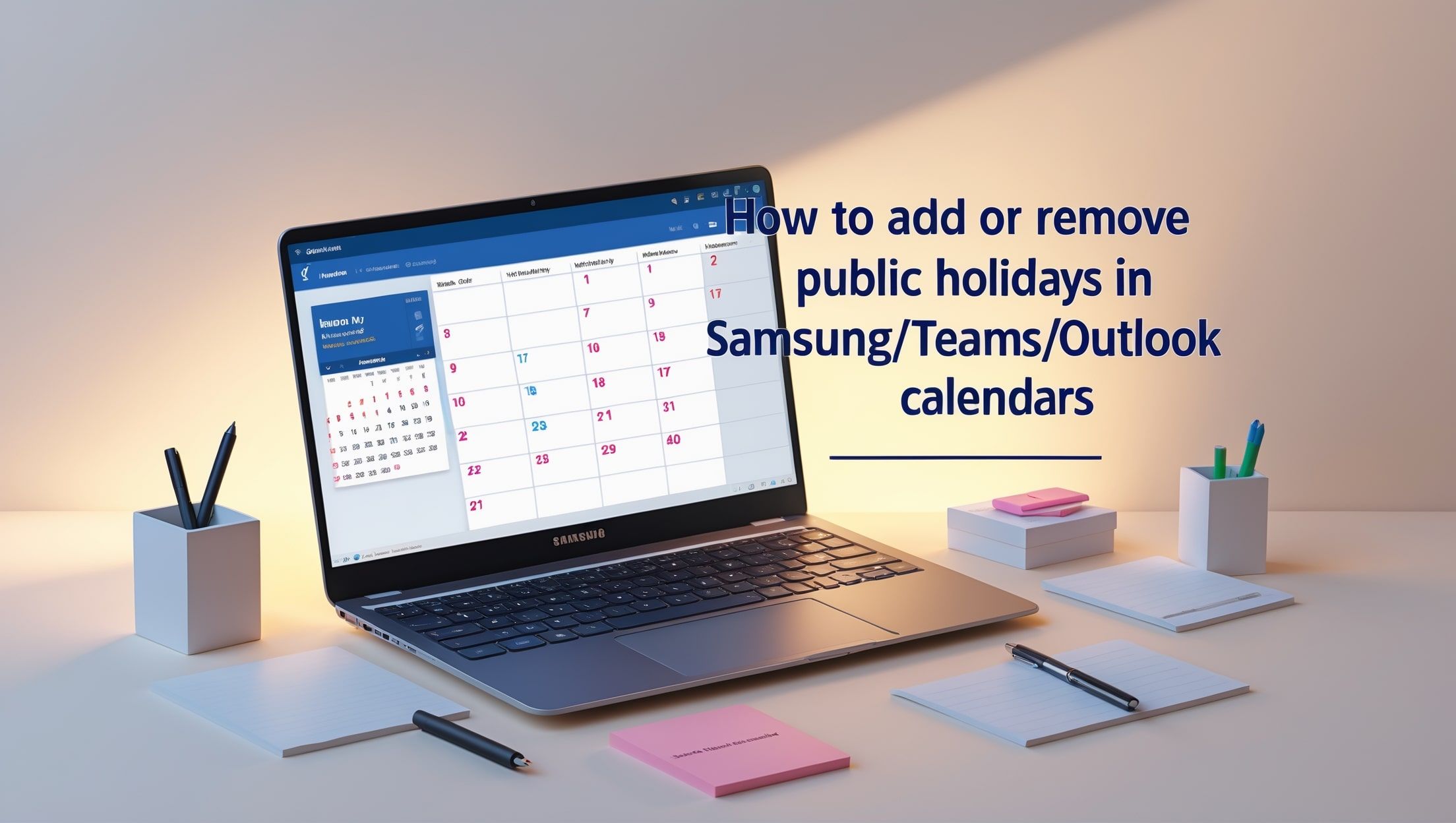 Как добавить или удалить государственные праздники в календарях Samsung/Teams/Outlook